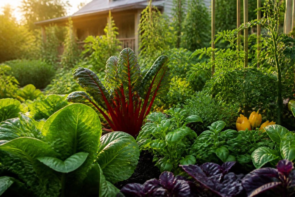 healthy pest-free vegetable garden after organic treatment