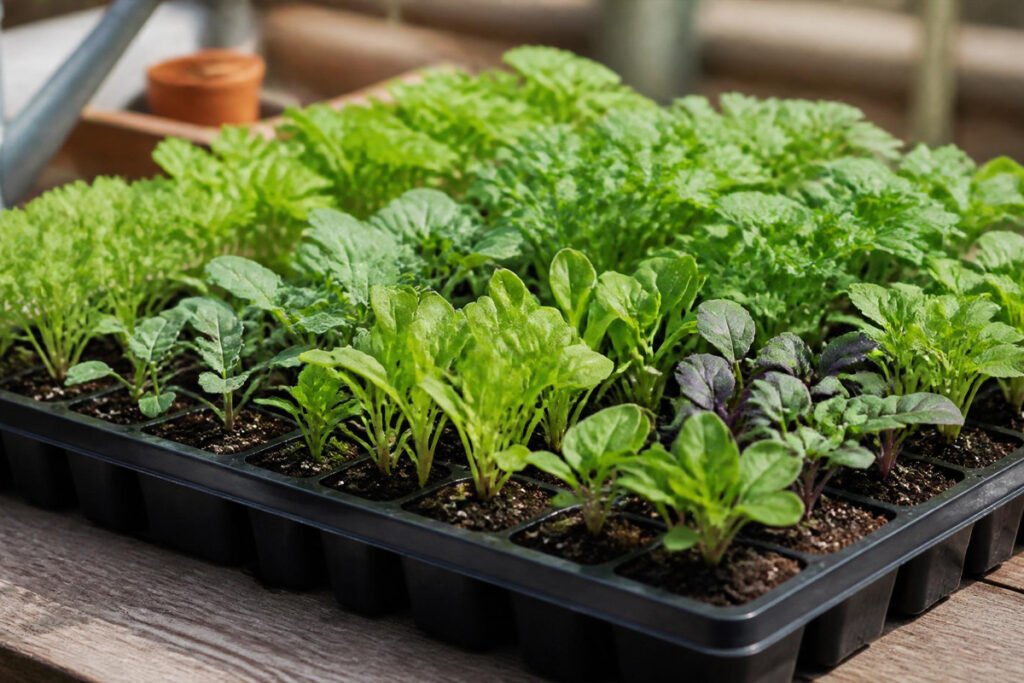 healthy seedlings ready for transplanting from a seed starting setup