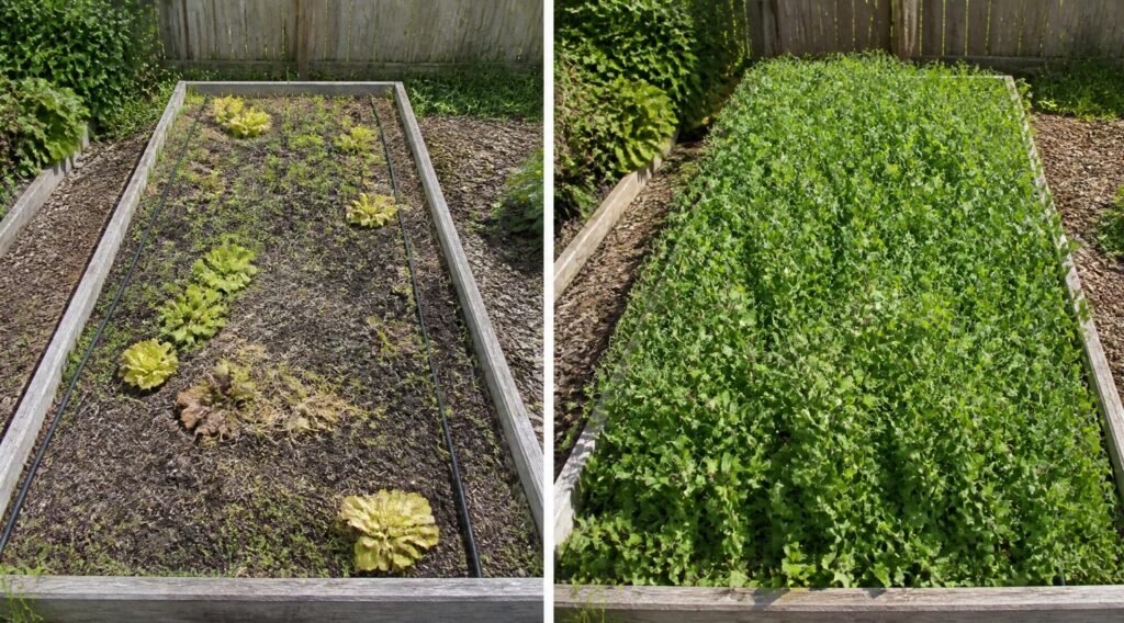 vegetable garden bed before and after crop rotation planning