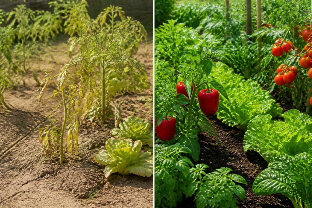 vegetable garden soil before and after pH correction